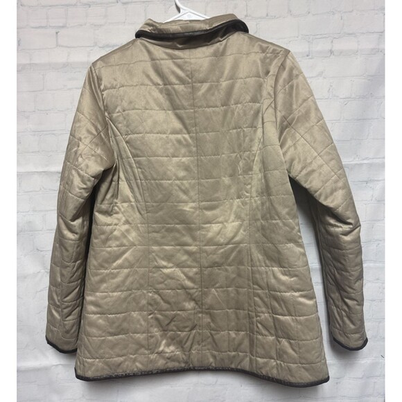 Pendleton Quilted Leather Trim Barn Riding Jacket Coat Beige Tan Zip Women Large - Picture 10 of 11